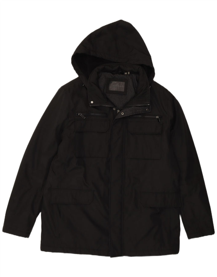 Calvin Klein Herren-Utility-Jacke mit Kapuze, UK 40, großes schwarzes Polyester