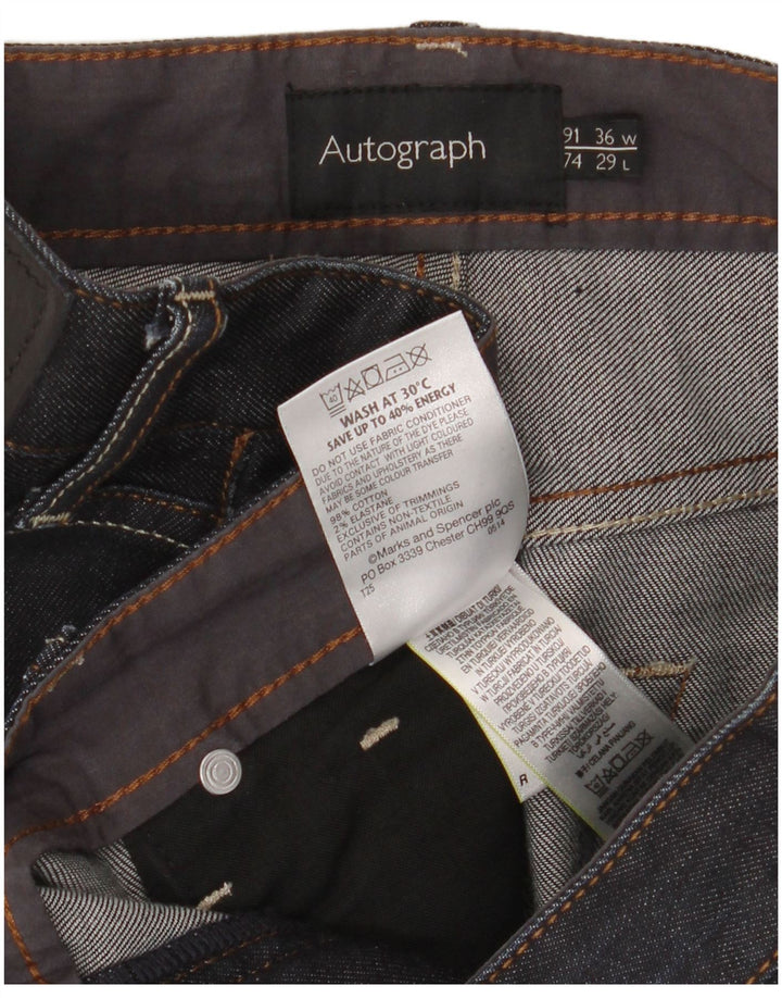 Marks & Spencer Herren Autograph Straight Jeans W36 L29 Marineblaue Baumwolle