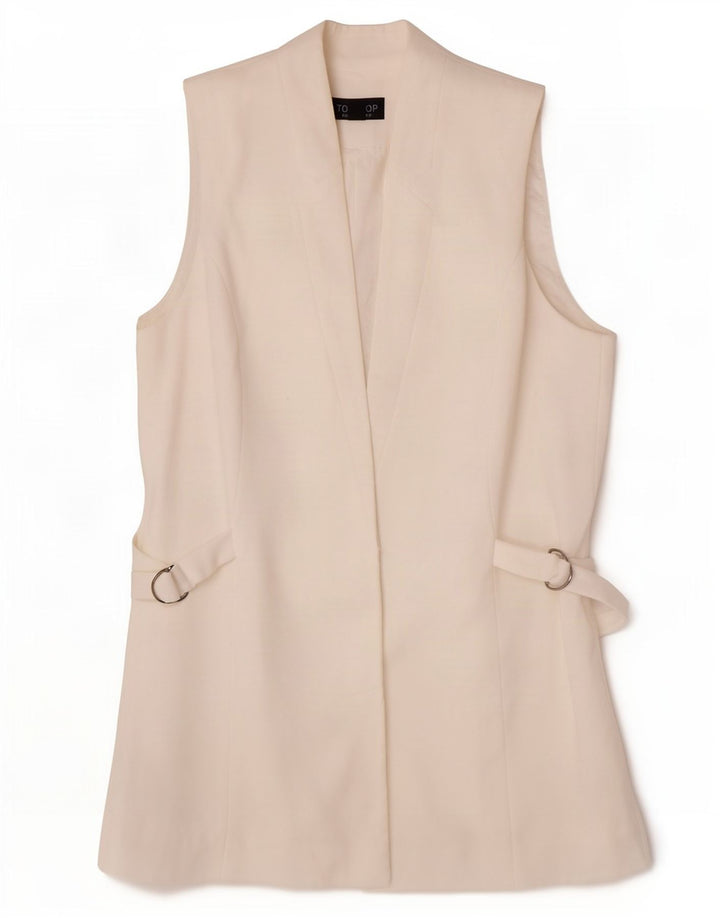 Topshop Damen Longline Weste UK 10 Small Weiß Polyester