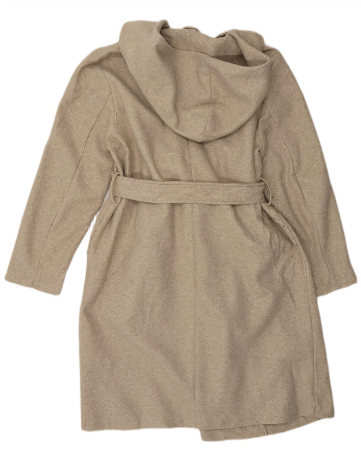 ZARA Womens Hooded Overcoat UK 18 XL Beige Polyester