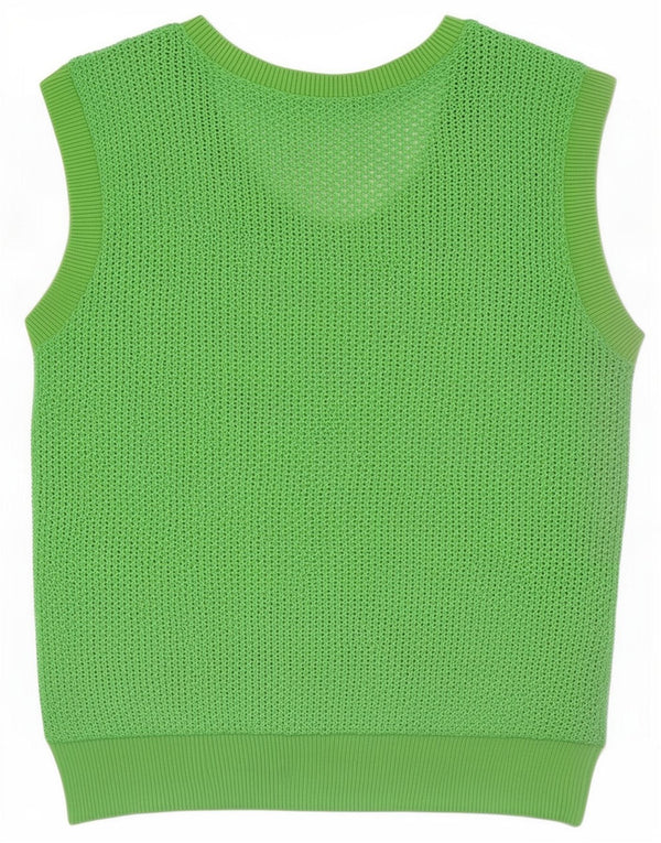 Zara Damen Weste Top UK 10 Small Grüne Baumwolle