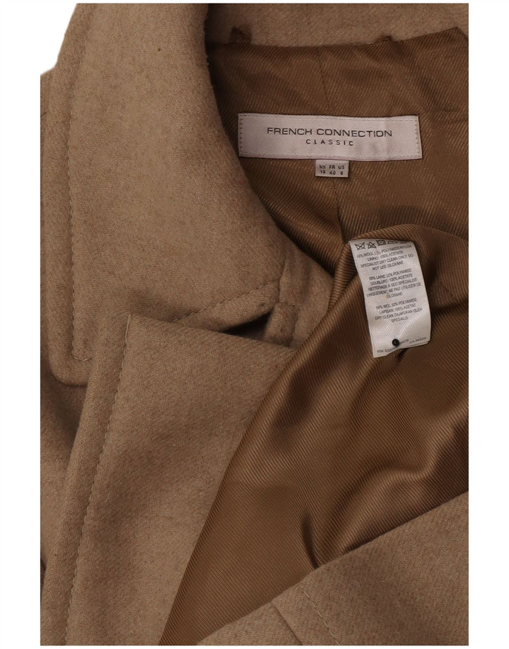 French Connection Zweireihiger Damenmantel UK 12 Mittelbeige Wolle