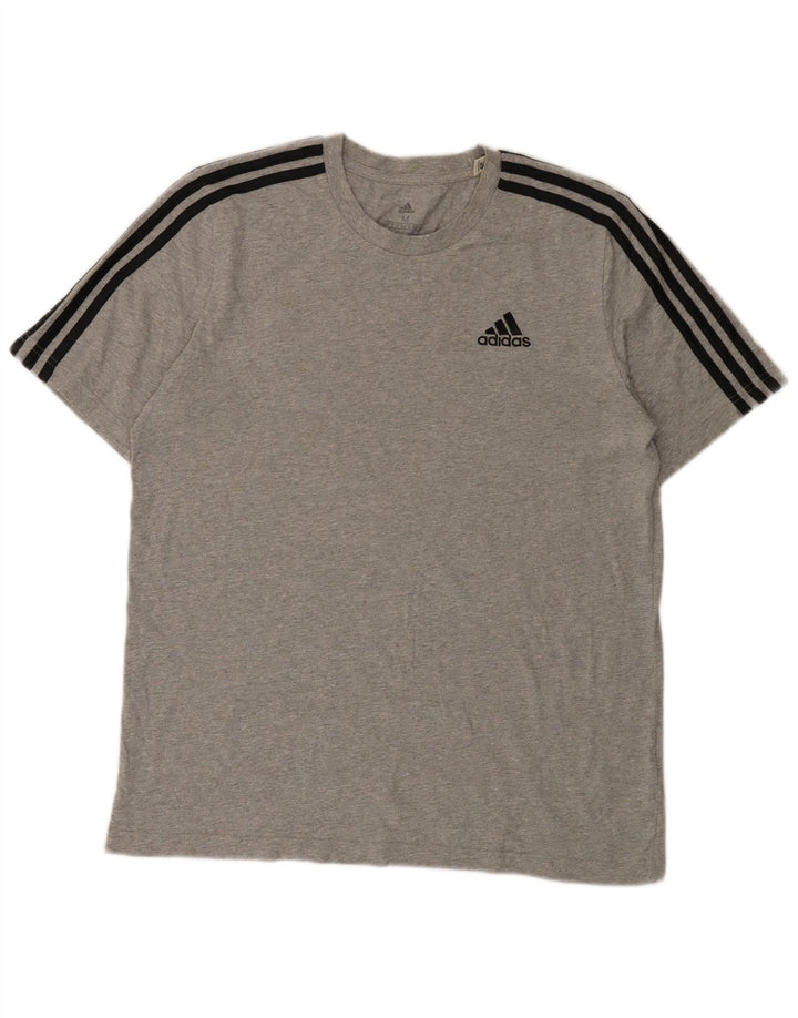 Adidas Herren T-Shirt Top Mittelgrau gefleckte Baumwolle