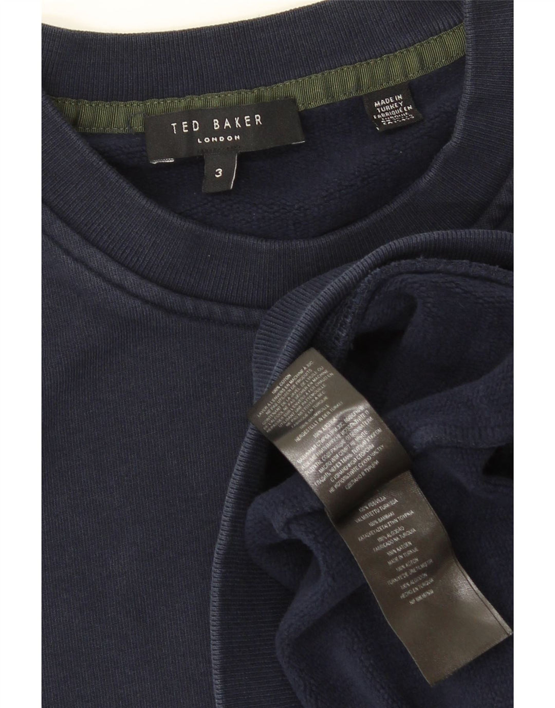 Ted Baker Herren-Sweatshirt, Pullover, Größe 3, mittelgroß, marineblau, Baumwolle