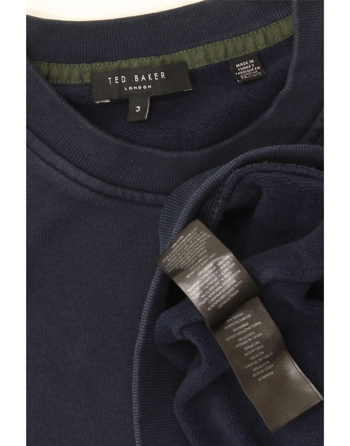 Ted Baker Herren-Sweatshirt, Pullover, Größe 3, mittelgroß, marineblau, Baumwolle