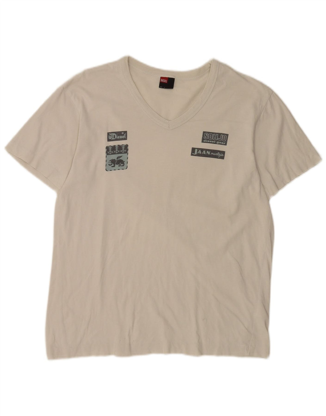 Diesel Herren-T-Shirt mit Grafik, mittelweiße Baumwolle