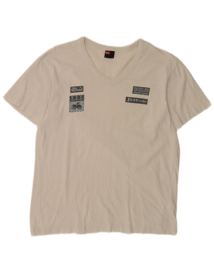 Diesel Herren-T-Shirt mit Grafik, mittelweiße Baumwolle