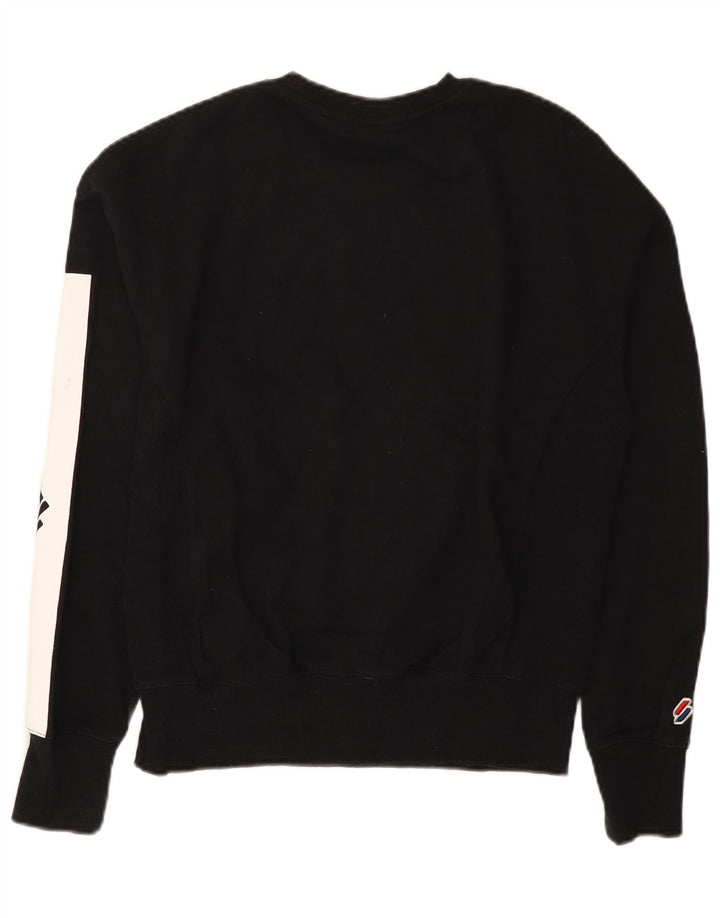 Superdry Grafik-Sweatshirt-Pullover für Damen, UK 12, Mittelschwarz, Farbblock