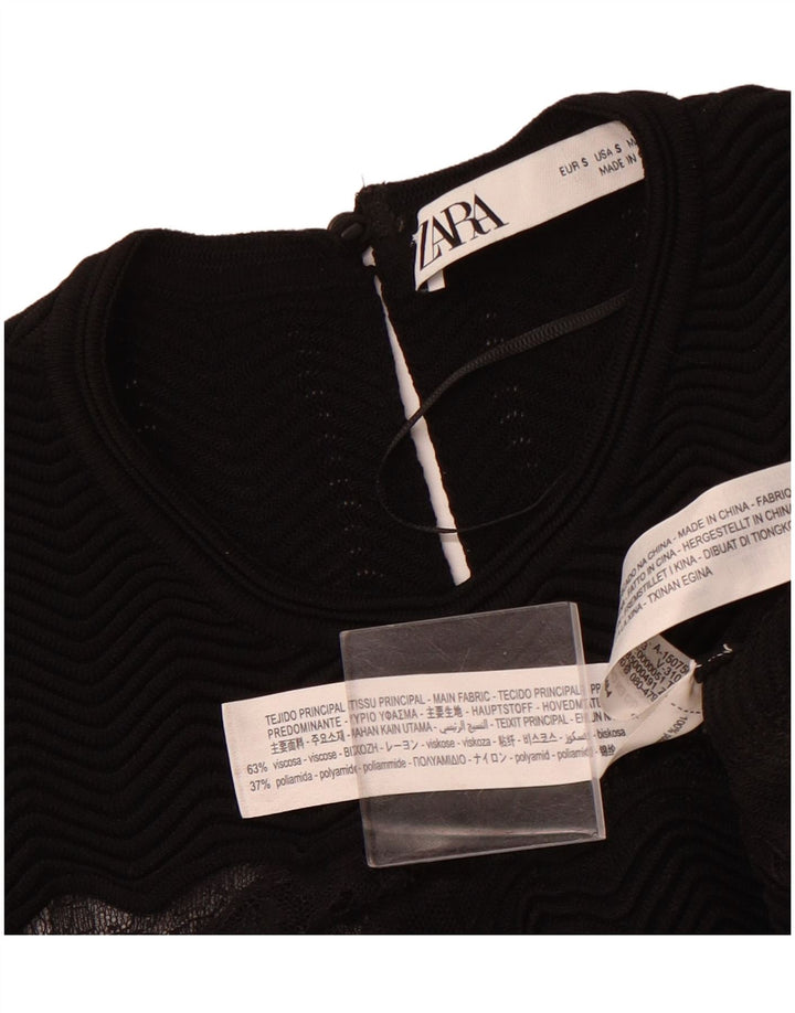 ZARA Damen ärmelloses Spitzen-Maxikleid, Größe S, Schwarz, Viskose