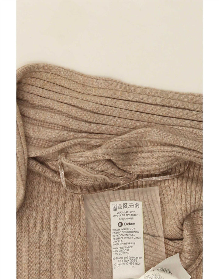 Marks & Spencer Damen Longline Open Cardigan Pullover UK 14 Mittelbeige