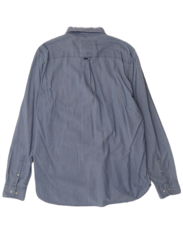 Superdry Herrenhemd XL, blaue Baumwolle
