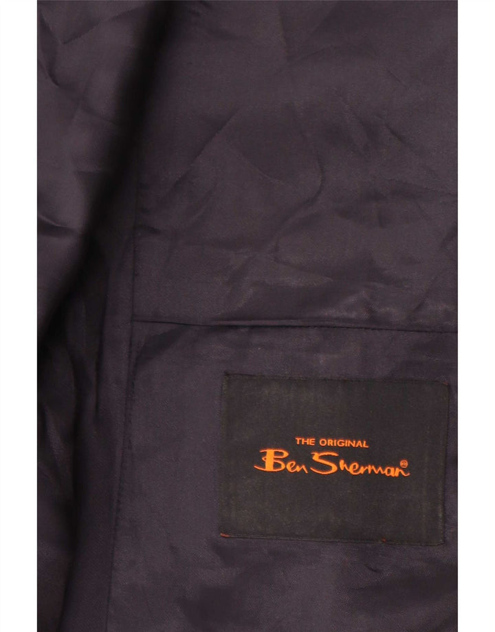 Ben Sherman Herrenweste, kleine blaue Colourblock-Wolle