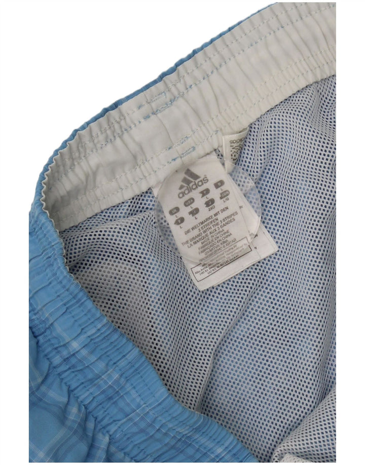 Adidas Herren-Badeshorts, groß, blau kariert, Polyester