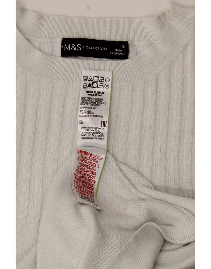 Marks & Spencer Damen Bluse Top UK 16 Large Weiße Viskose