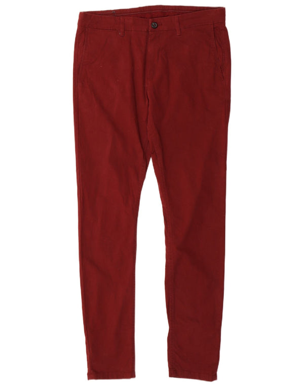 Zara Mens Slim Chino Trousers EU 42 Medium W32 L30 Maroon