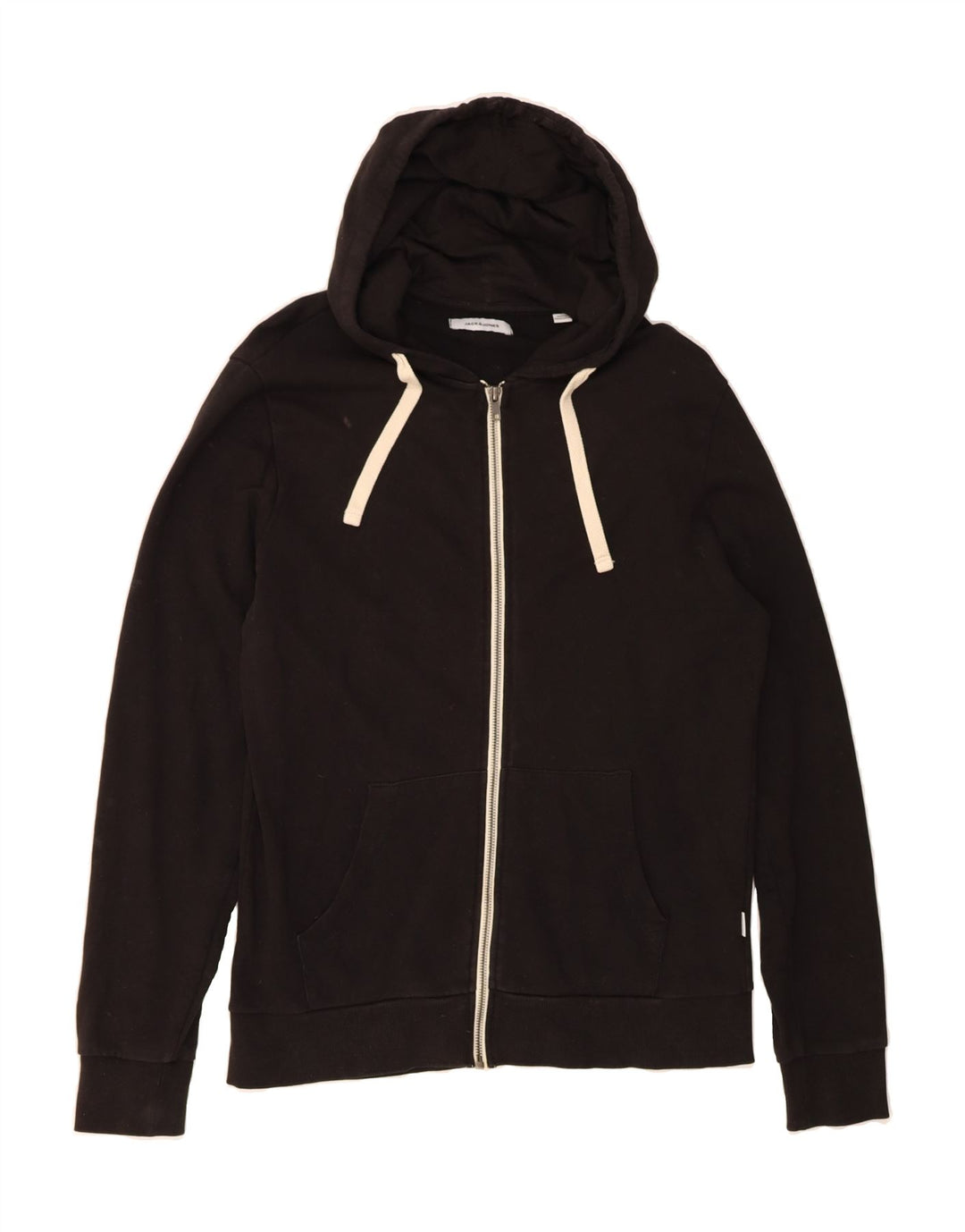 JACK & JONES Mens Zip Hoodie Sweater Small Black Cotton Vintage Jack & Jones and Second-Hand Jack & Jones from Messina Hembry 