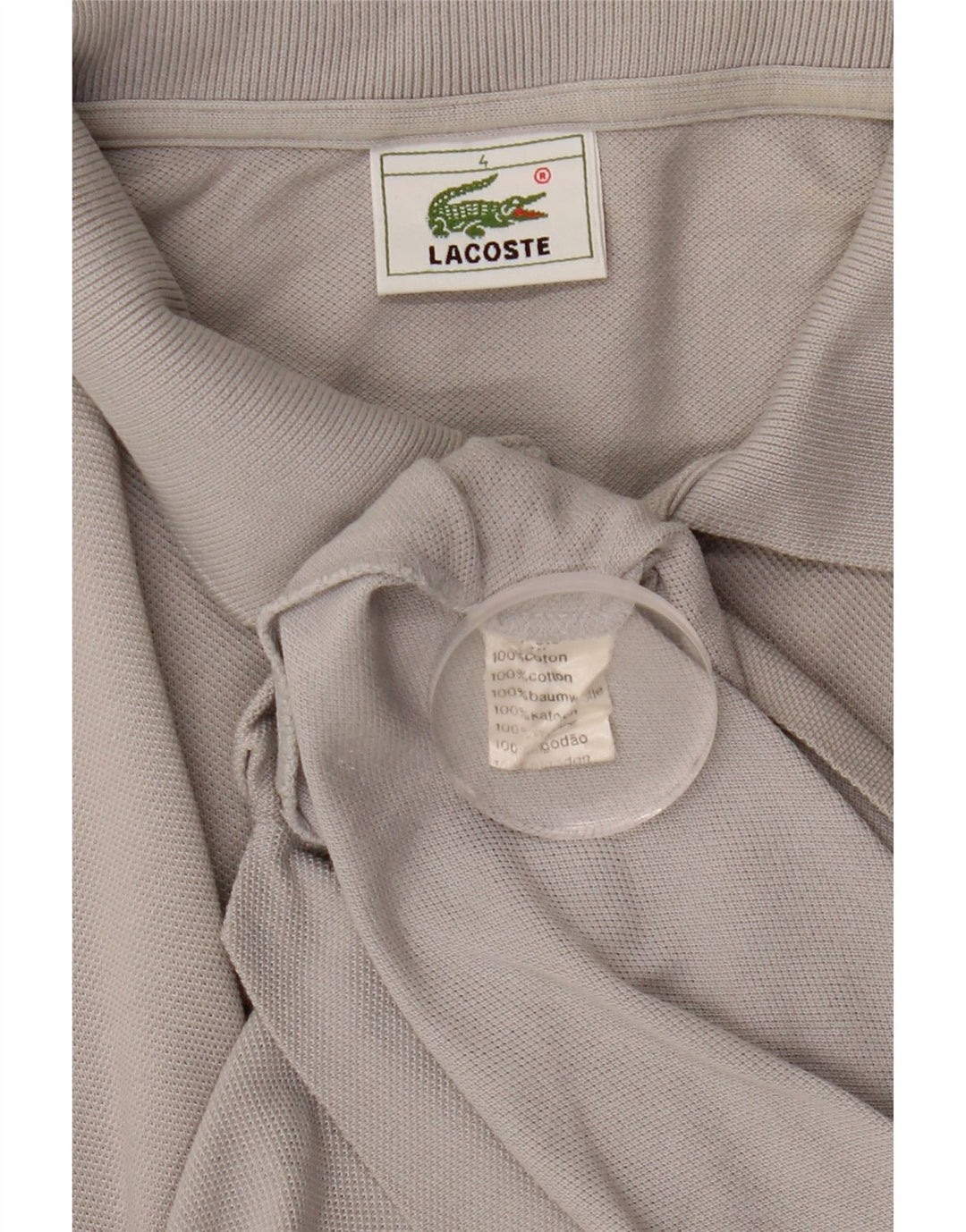Lacoste Herren-Poloshirt, Größe 4, mittelgraue Baumwolle