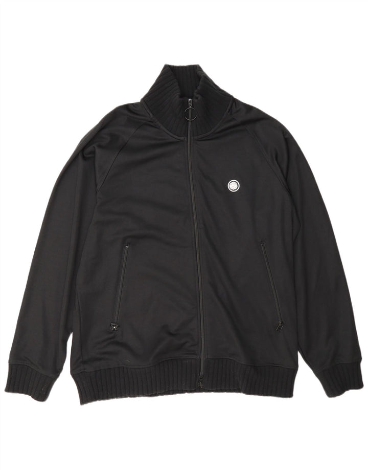 Pretty Green Herren-Trainingsanzug-Oberteil, große Jacke aus schwarzem Polyester