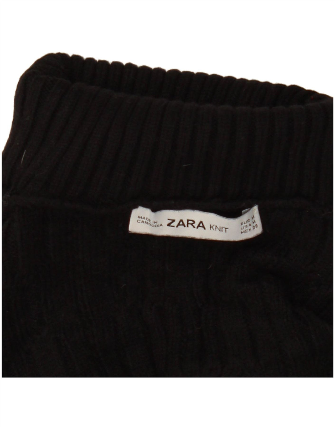 Zara Damen Crop Rollkragenpullover Pullover UK 14 Mittelschwarz Farbblock
