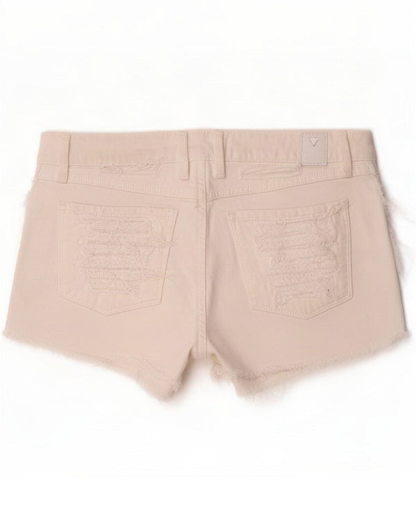 Guess Damen Distressed Denim Shorts Small W27 Weiße Baumwolle