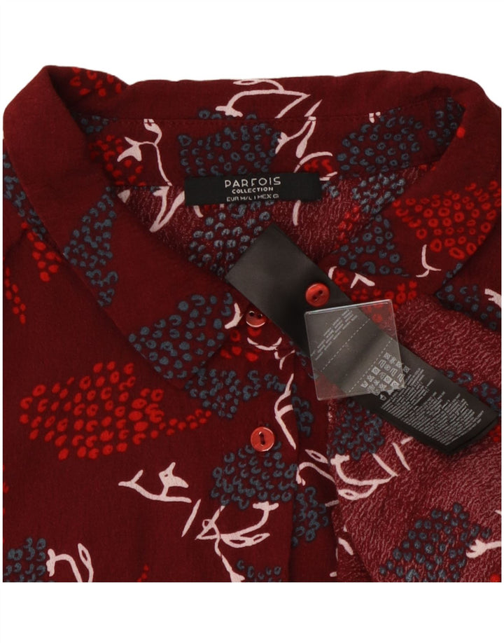 Damen Parfois Abgestuftes Kleid mit abstraktem Muster UK 14 Mittleres Burgunderrot Viskose