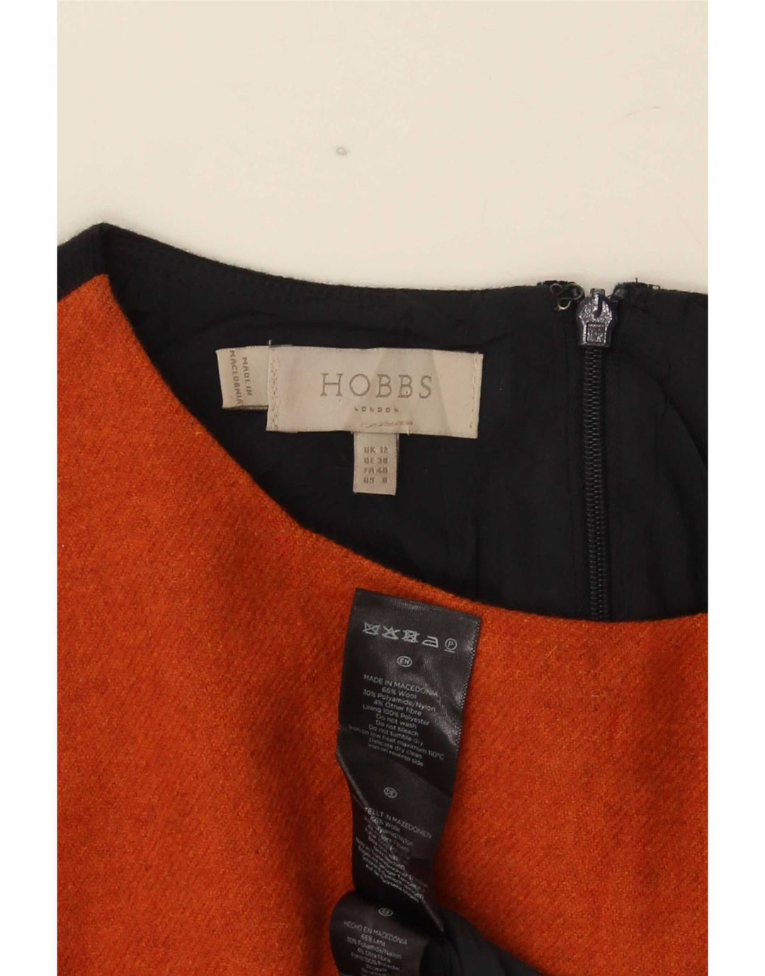 Hobbs Damen Etuikleid UK 12 Medium Orange Colorblock Wolle