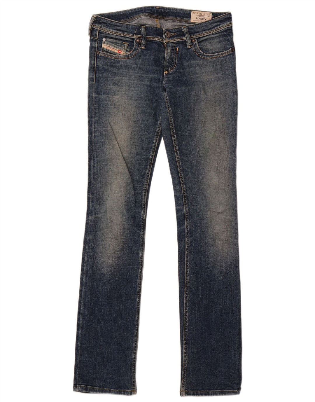 Diesel Damen Lowky Straight Jeans W26 L32 Marineblaue Baumwolle