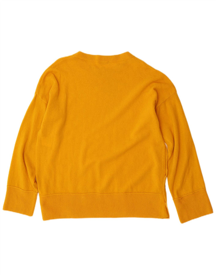 BENETTON Damen-Pullover, übergroß, Rundhalsausschnitt, Gr. 10, Größe S, gelbe Wolle