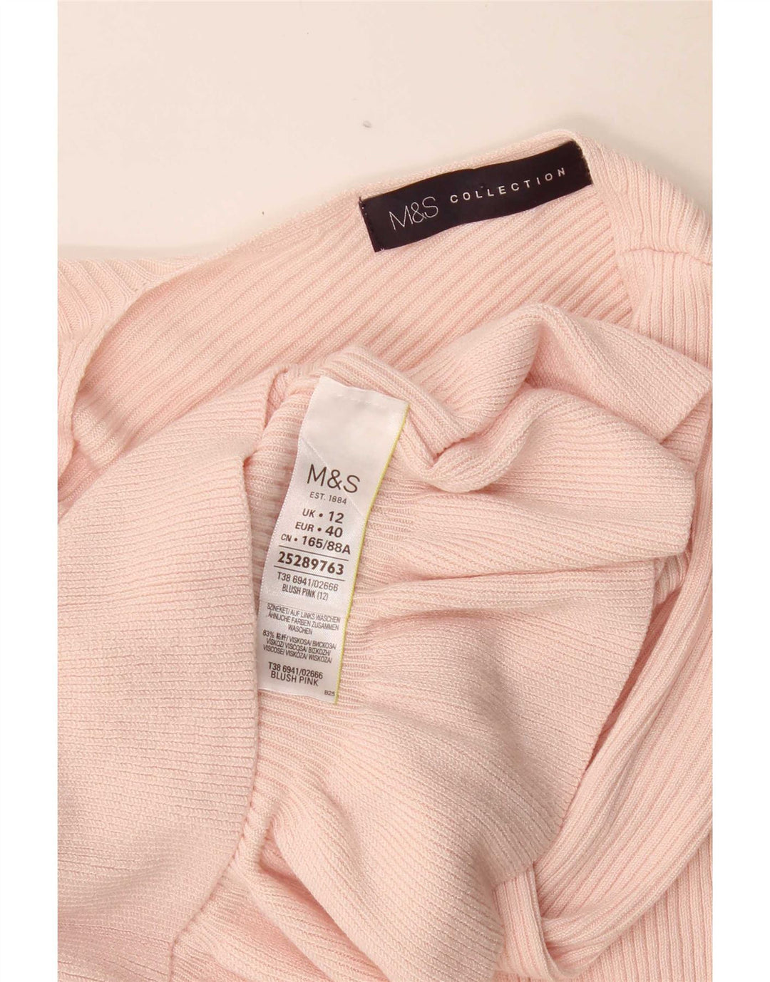 Marks & Spencer Damen Crop V-Ausschnitt Pullover Pullover UK 12 Mittelrosa Viskose