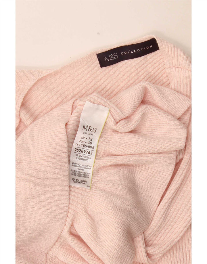 Marks & Spencer Damen Crop V-Ausschnitt Pullover Pullover UK 12 Mittelrosa Viskose
