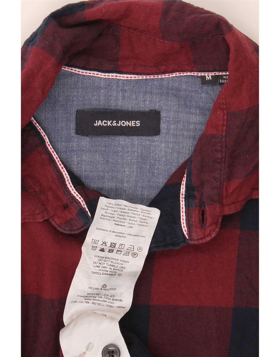Jack & Jones Herren-Flanellhemd mit normaler Passform, mittelrote Gingham-Baumwolle