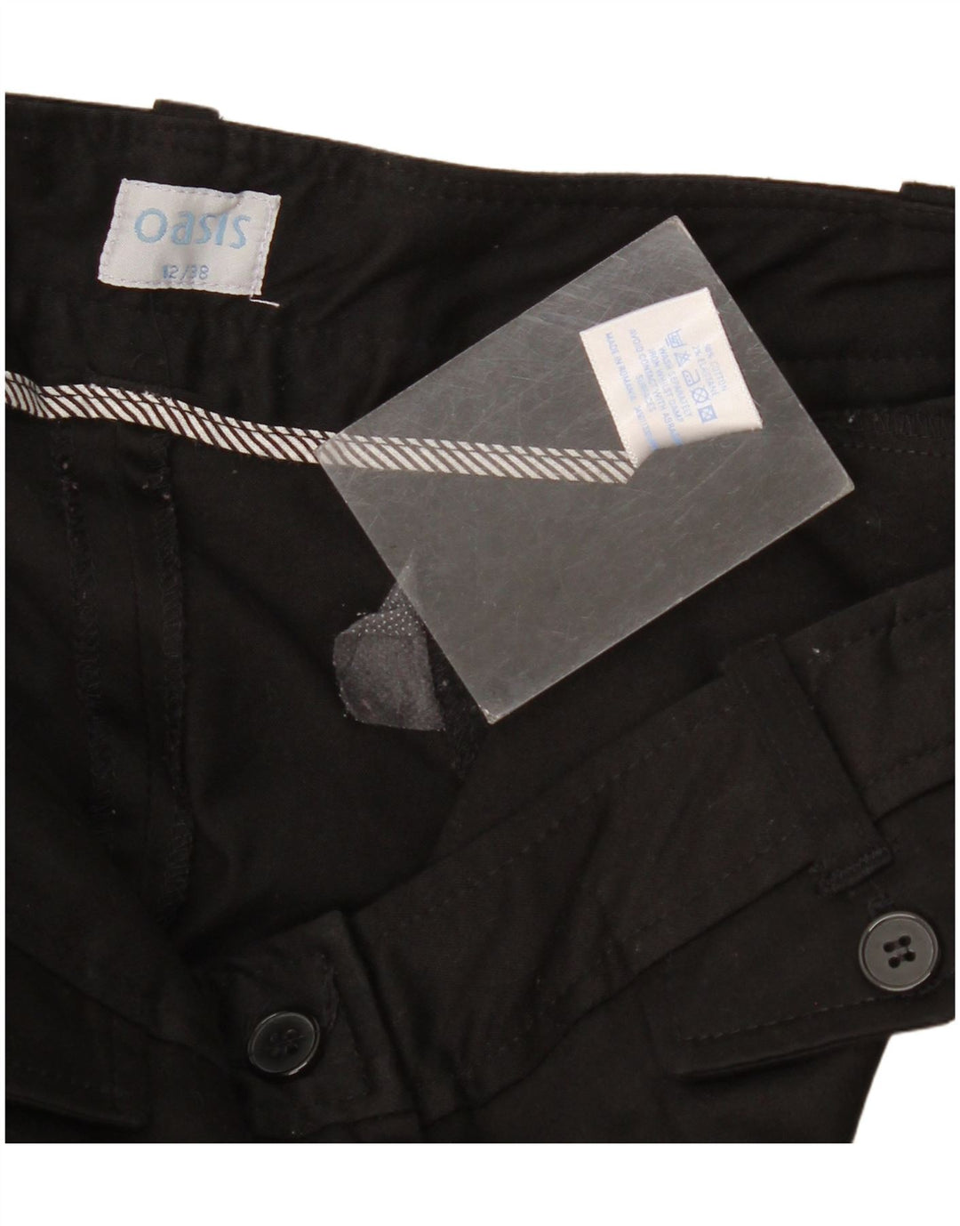 Oasis Freizeitshorts für Damen UK 12 Medium W34 Schwarze Baumwolle