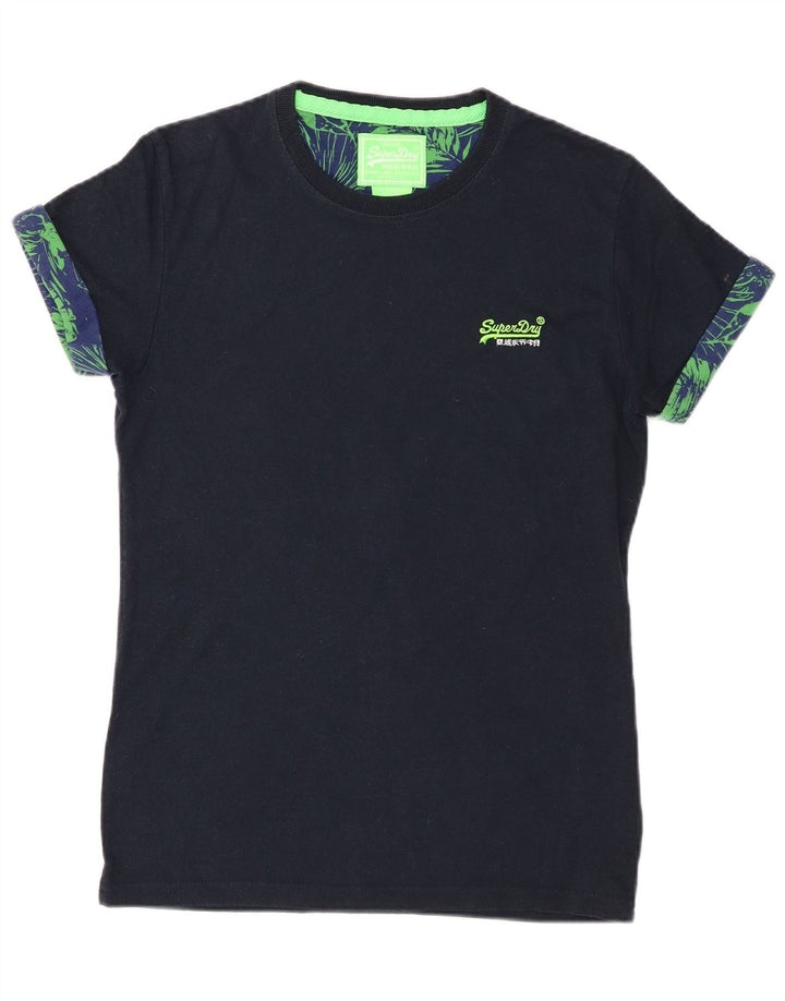 Superdry Herren T-Shirt Top Small Marineblau Baumwolle