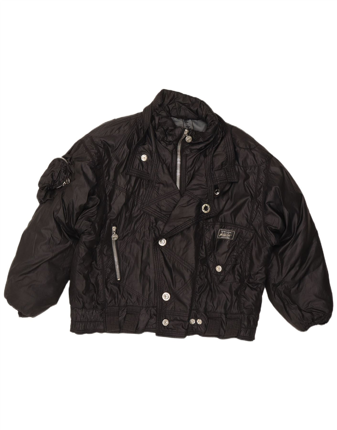 Vintage Damen Bomberjacke IT 52 XL Schwarz Polyamid