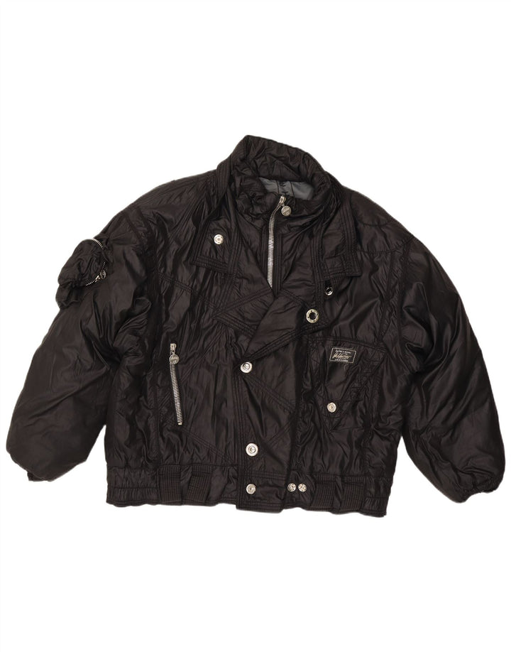 Vintage Damen Bomberjacke IT 52 XL Schwarz Polyamid