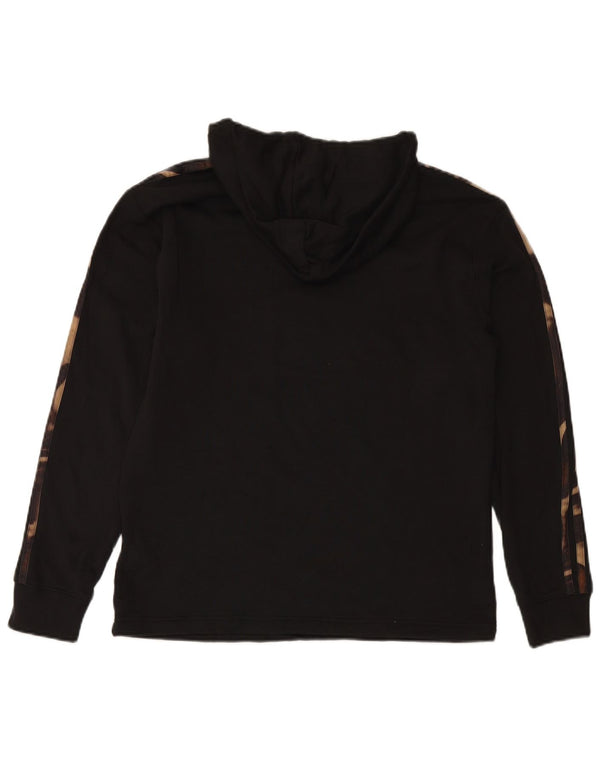 ADIDAS Damen Kapuzenpullover UK 12/14 Mittelschwarze Camouflage-Baumwolle