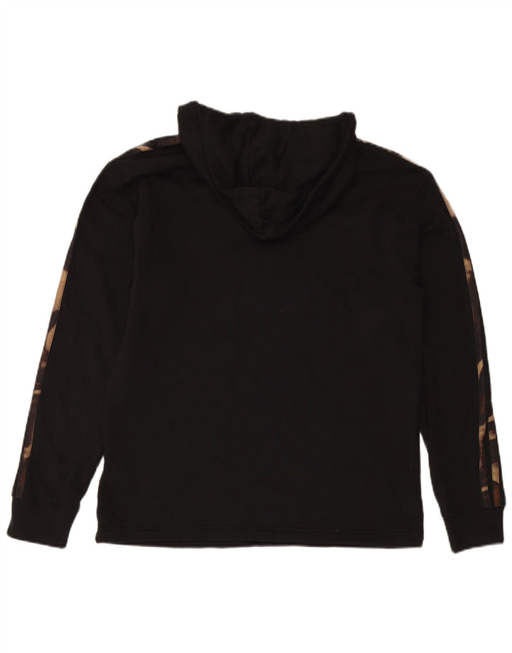 ADIDAS Damen Kapuzenpullover UK 12/14 Mittelschwarze Camouflage-Baumwolle