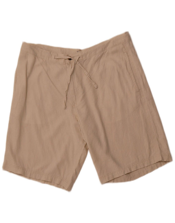 MARKS & SPENCER Herren Chinoshorts W38 XL Beige Leinen