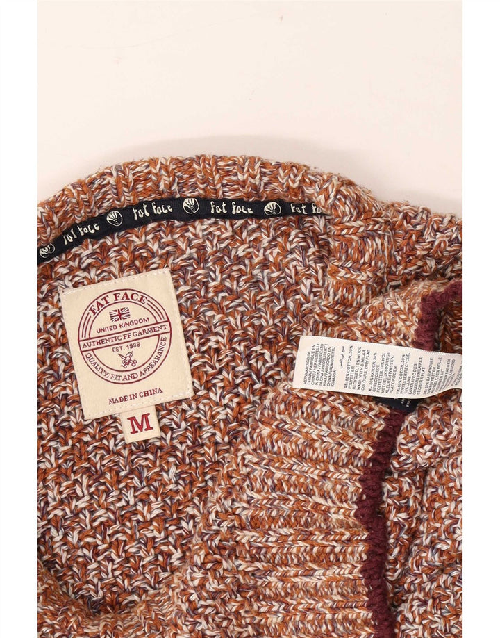 Fat Face Herren-Pullover mit Rundhalsausschnitt, mittelbraun gesprenkelte Baumwolle