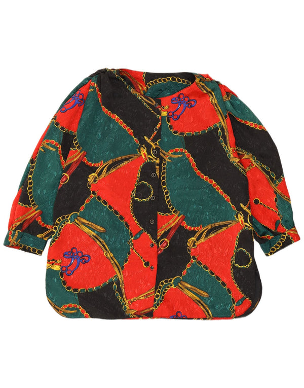 VINTAGE Damen Hemdbluse mit abstraktem Muster UK 18 XL Mehrfarbig