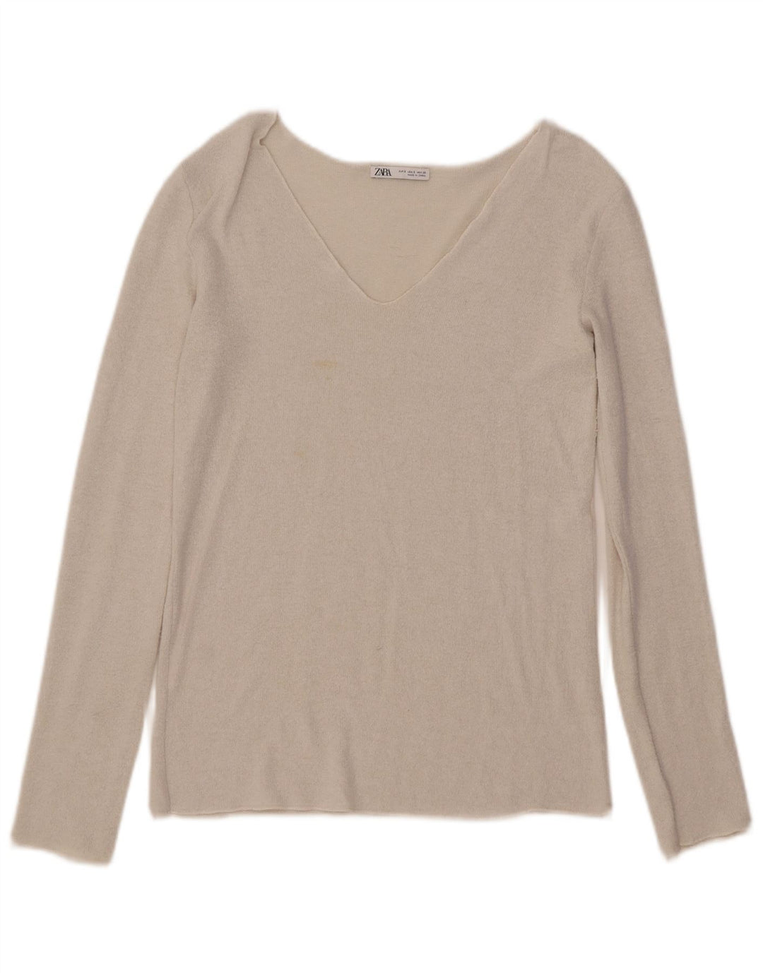 Zara Damen Top Langarm UK 10 Small Weiß