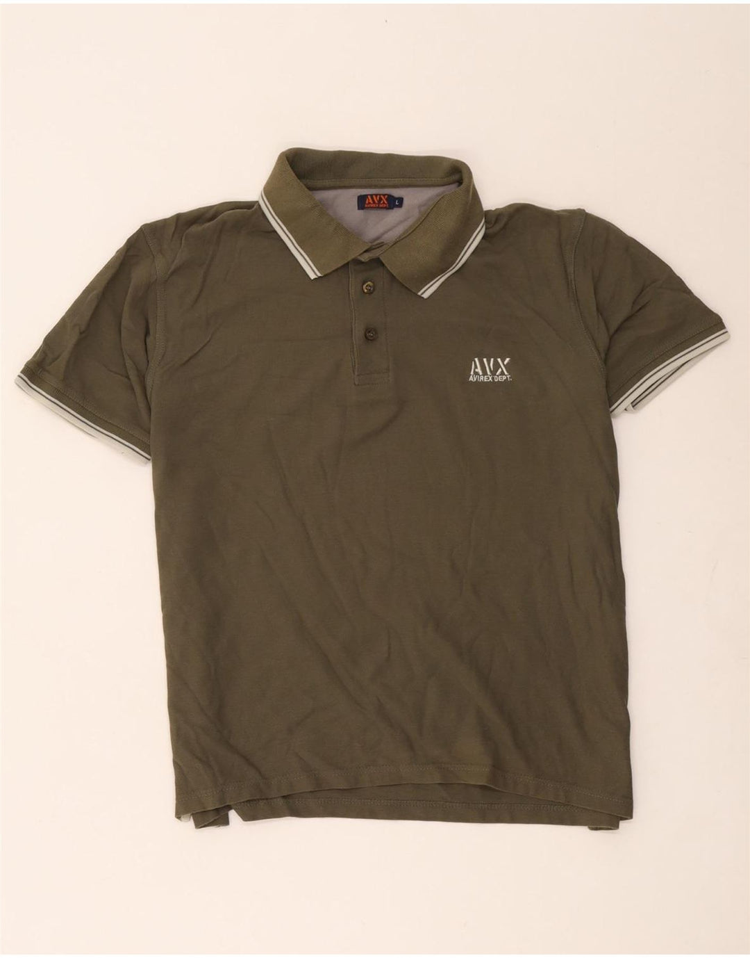 Avirex Herren-Poloshirt, groß, Khaki, gestreift, Baumwolle