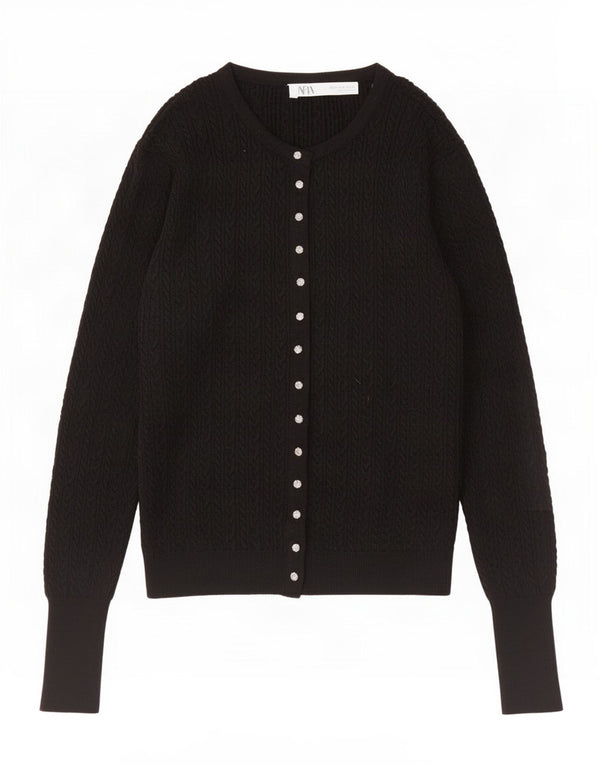 Zara Damen-Cardigan-Pullover UK 12 Mittelschwarze Viskose