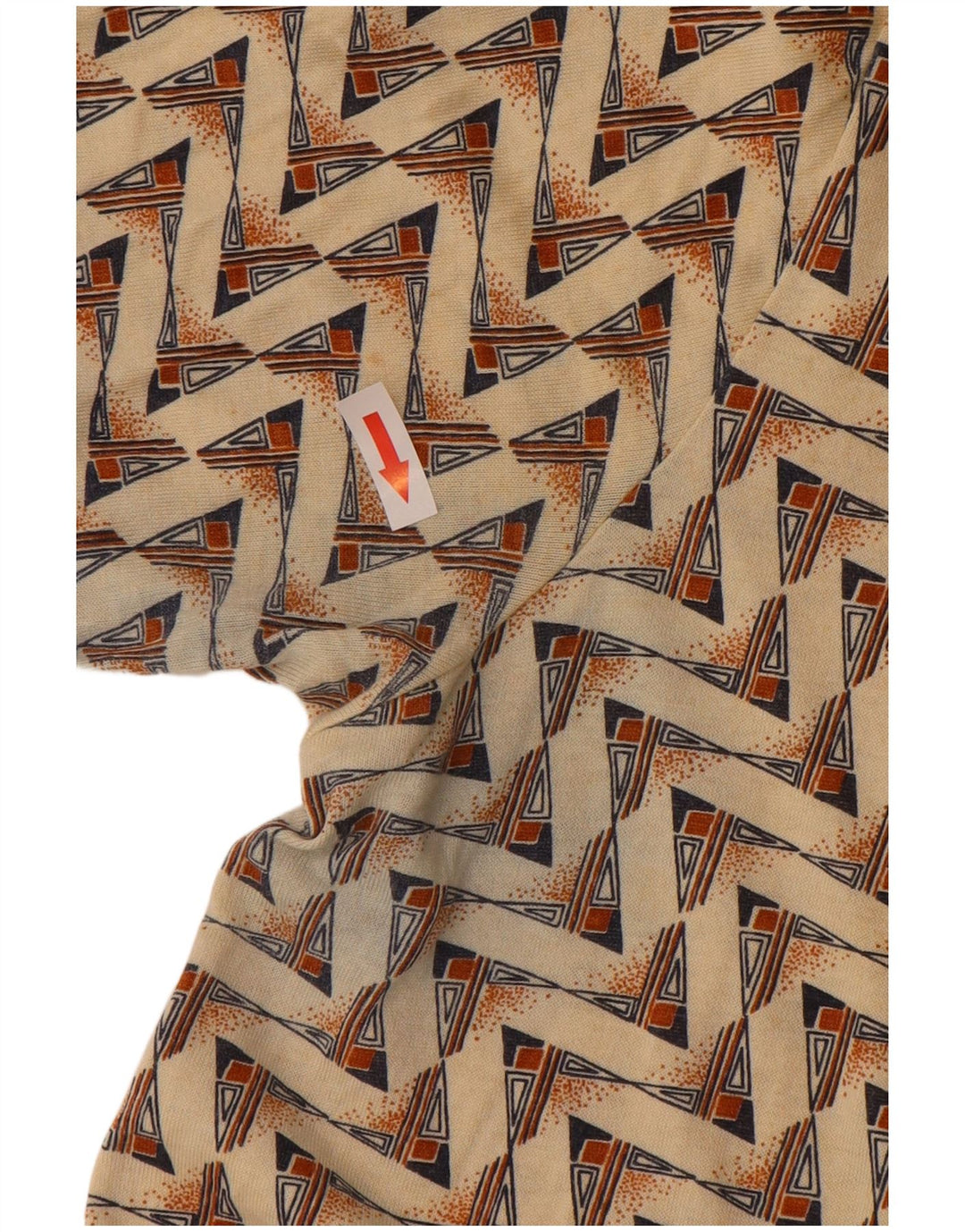 Vintage Herren Poloshirt mittelbeige geometrische Baumwolle