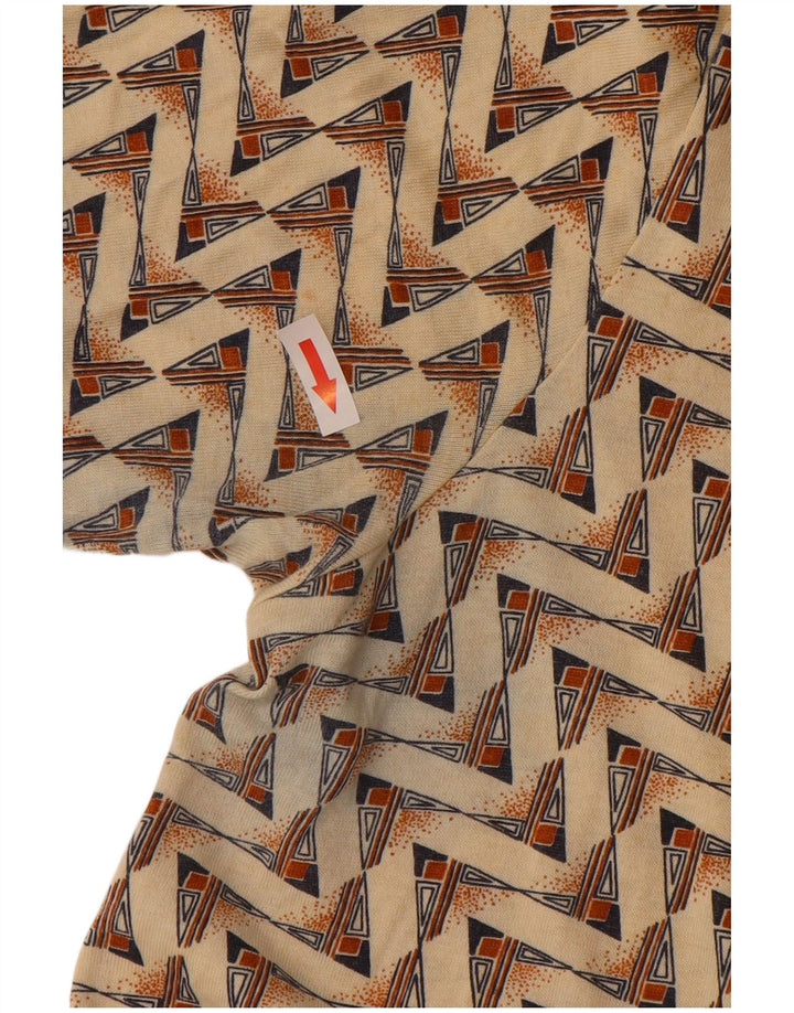 Vintage Herren Poloshirt mittelbeige geometrische Baumwolle