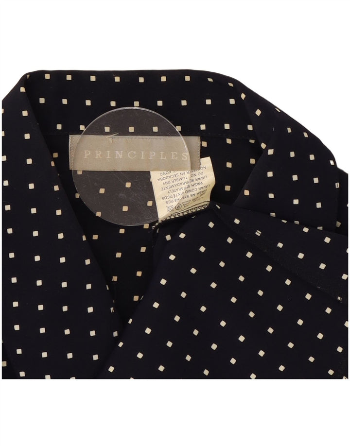PRINCIPLES Womens Short Sleeve Shirt Blouse UK 12 Medium Navy Blue Spotted