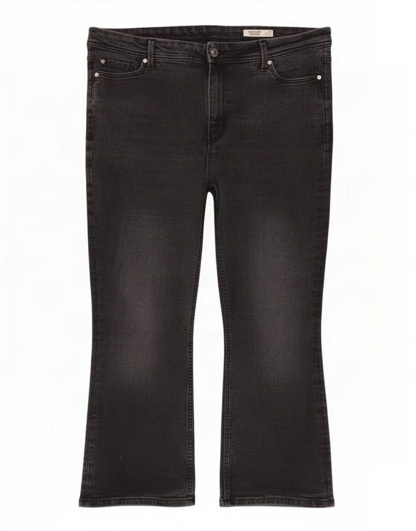 Marks & Spencer Damen Slim Flare Kurzjeans UK 18 XL W36 L24 Schwarz