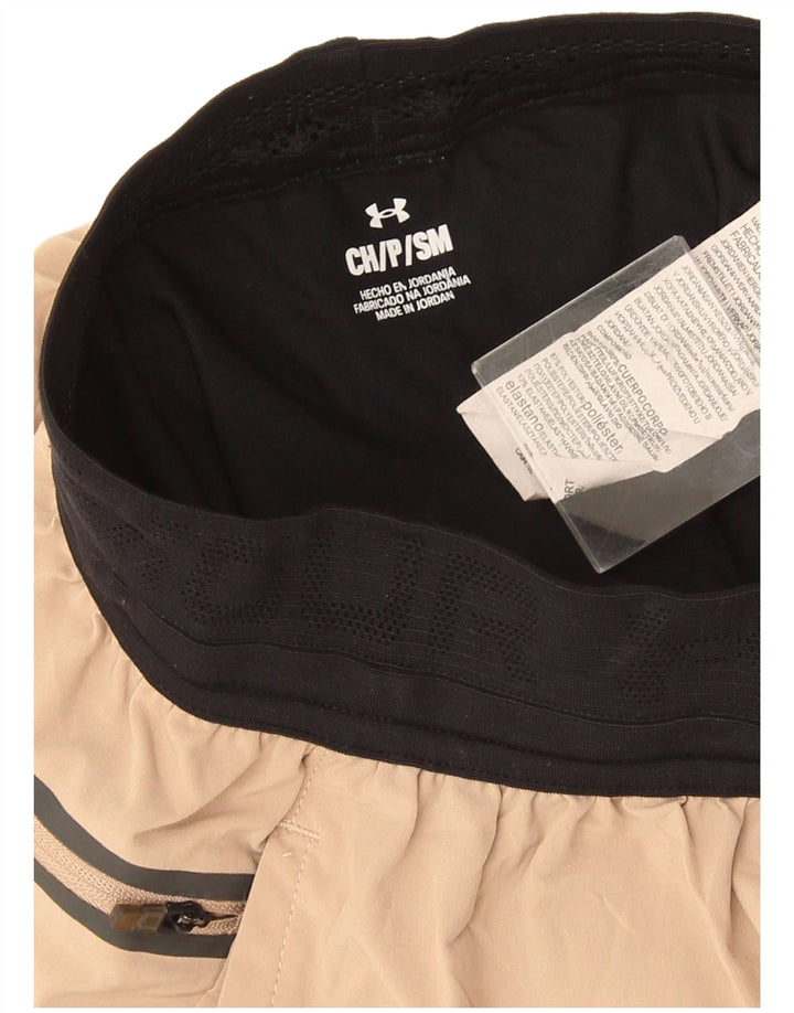 Nike Damen Sportshorts UK 8 Small Beige Colourblock Polyester