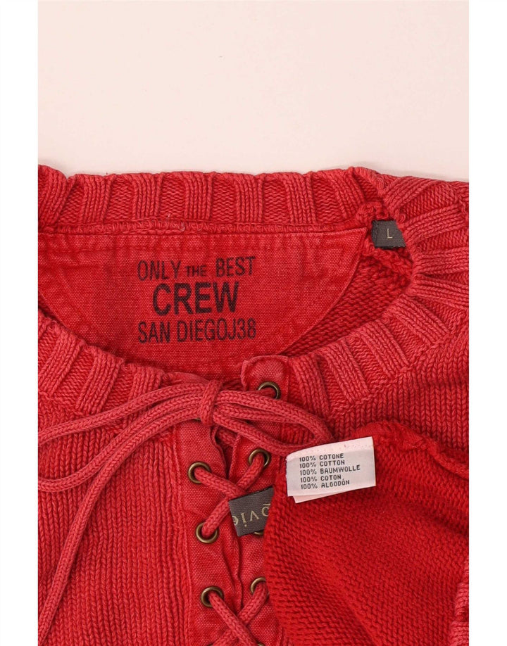 Pullover mit Rundhalsausschnitt für Herren, groß, aus roter Baumwolle