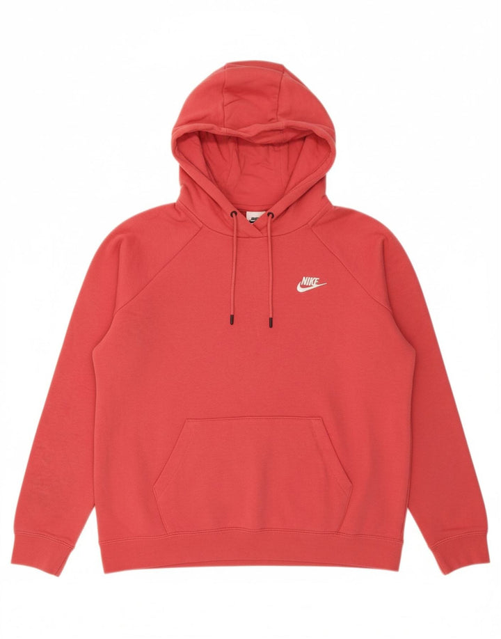 NIKE Mens Hoodie Jumper Large Red Cotton